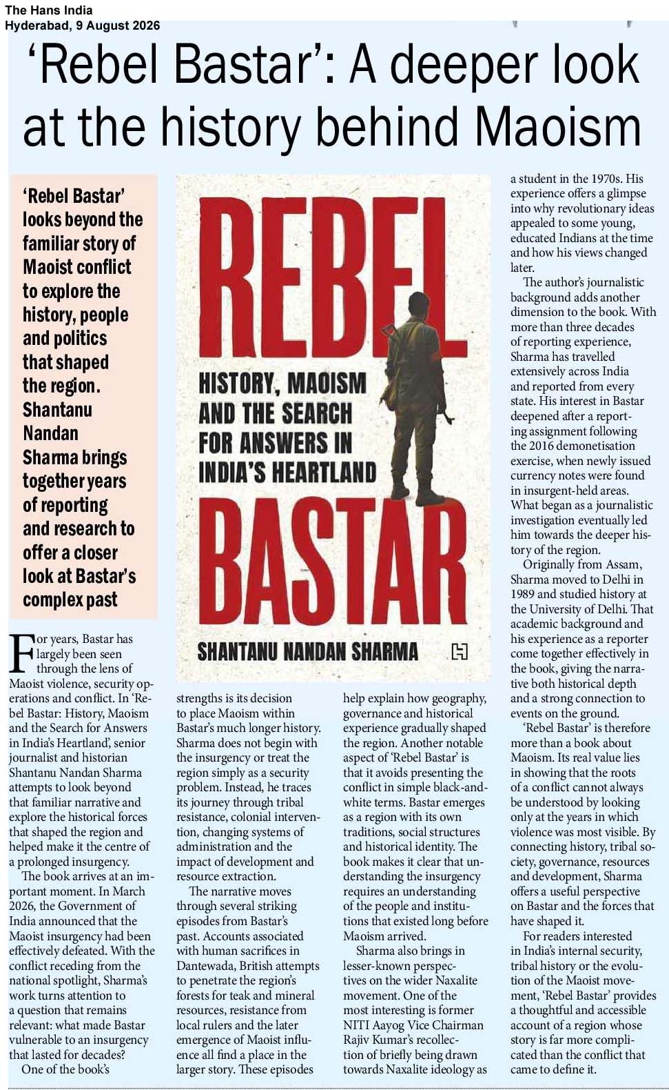 The Hans India clipping: ‘Rebel Bastar’: A deeper look at the history behind Maoism.